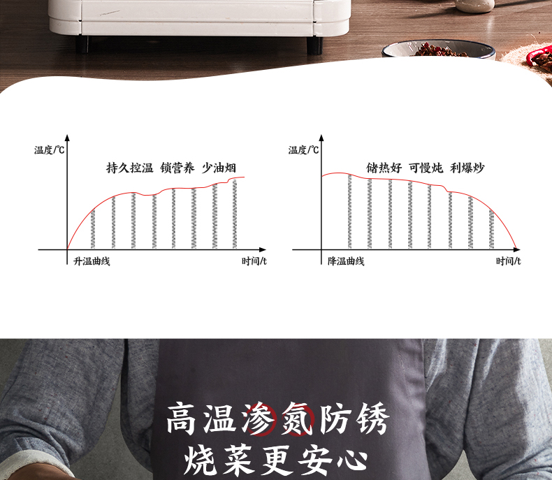 美的 生铁铸造 无涂层铁锅 30cm 渗氮工艺不易生锈 图11