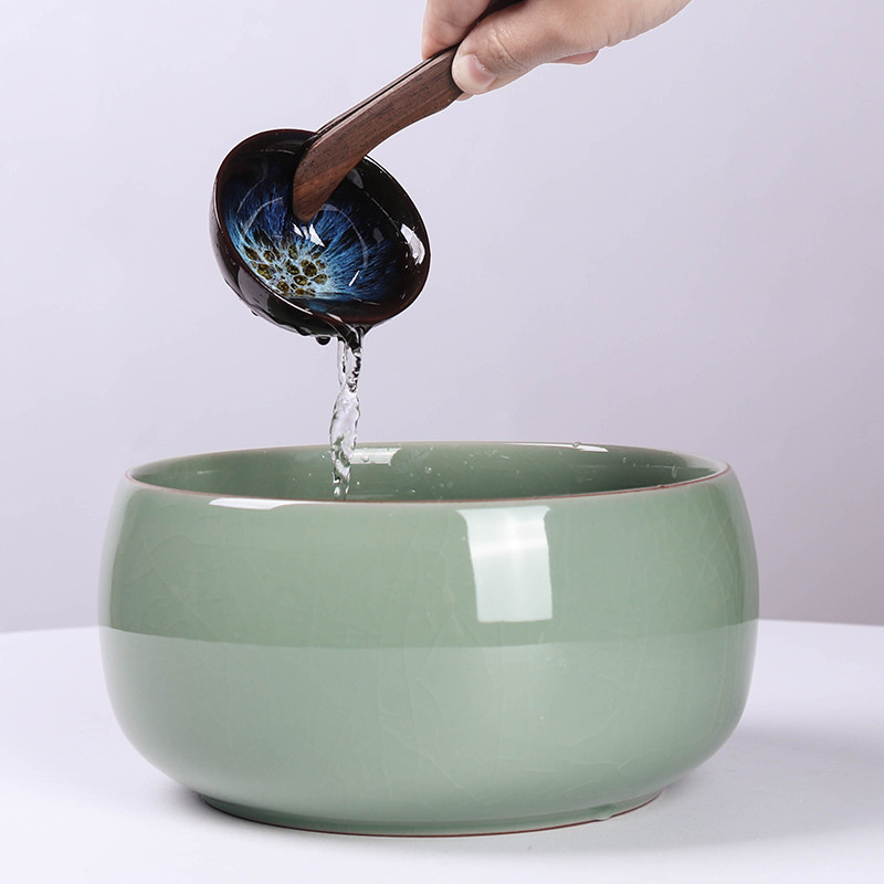 Tea wash large large large ceramic Chinese household cup tea wash basin tea set accessories tea ceremony water Tang tea slag tank