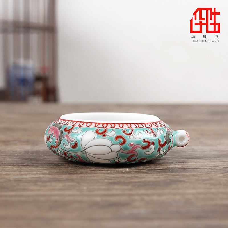 Jingdezhen hand - made green space around branch lotus silver eyes cup two woolly bird feed tank CPU cage accessories