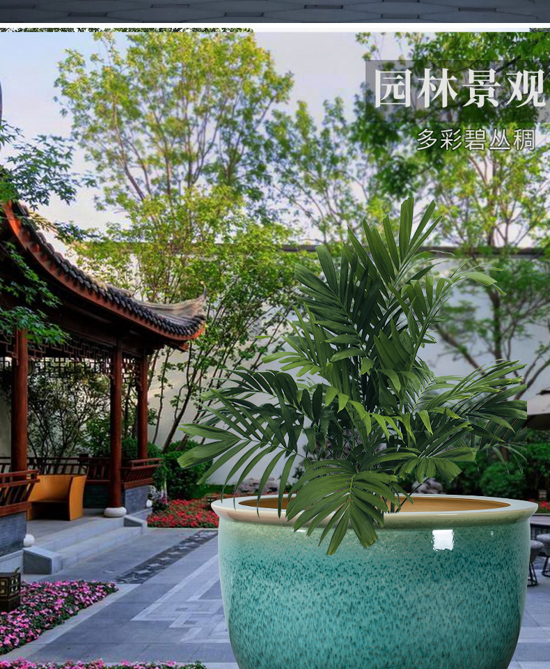 Goldfish bowl lotus brocade carp sitting room place yard to heavy cylinder cylinder jingdezhen ceramic turtle cylinder large - sized tank