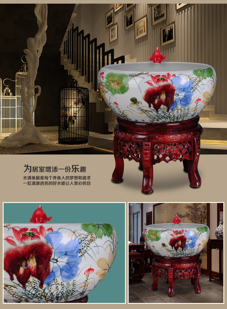 The Add oxygen tank aquarium tank cycle the sitting room of jingdezhen porcelain jar ceramic water filter cylinder goldfish bowl the tortoise