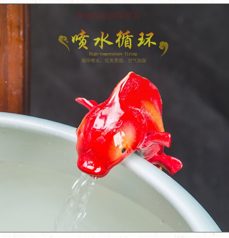 Sitting room aquarium fish basin circulation Chinese goldfish home furnishing articles to heavy indoor light porcelain ceramic cylinder