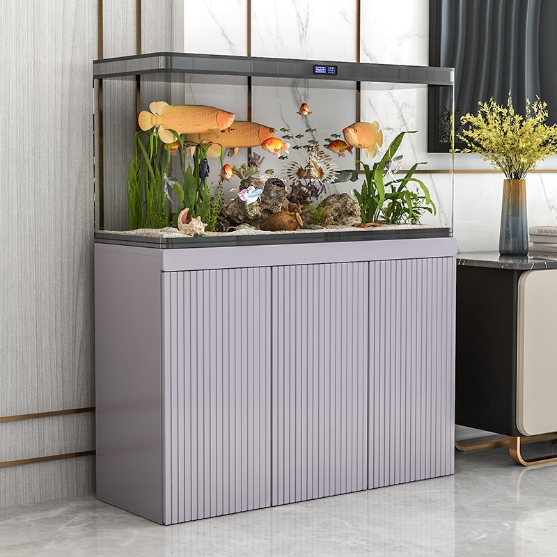 Light of key-2 luxury living room small and medium - sized aquarium tank household aquarium super Bai Gui cylinder cabinet shelf European base