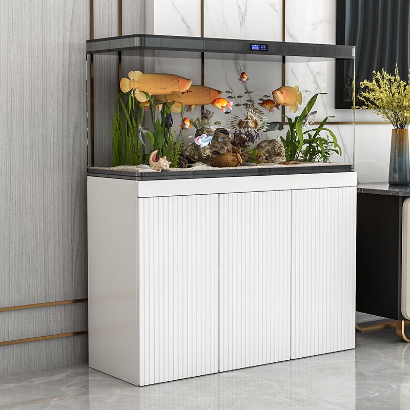Light of key-2 luxury living room small and medium - sized aquarium tank household aquarium super Bai Gui cylinder cabinet shelf European base