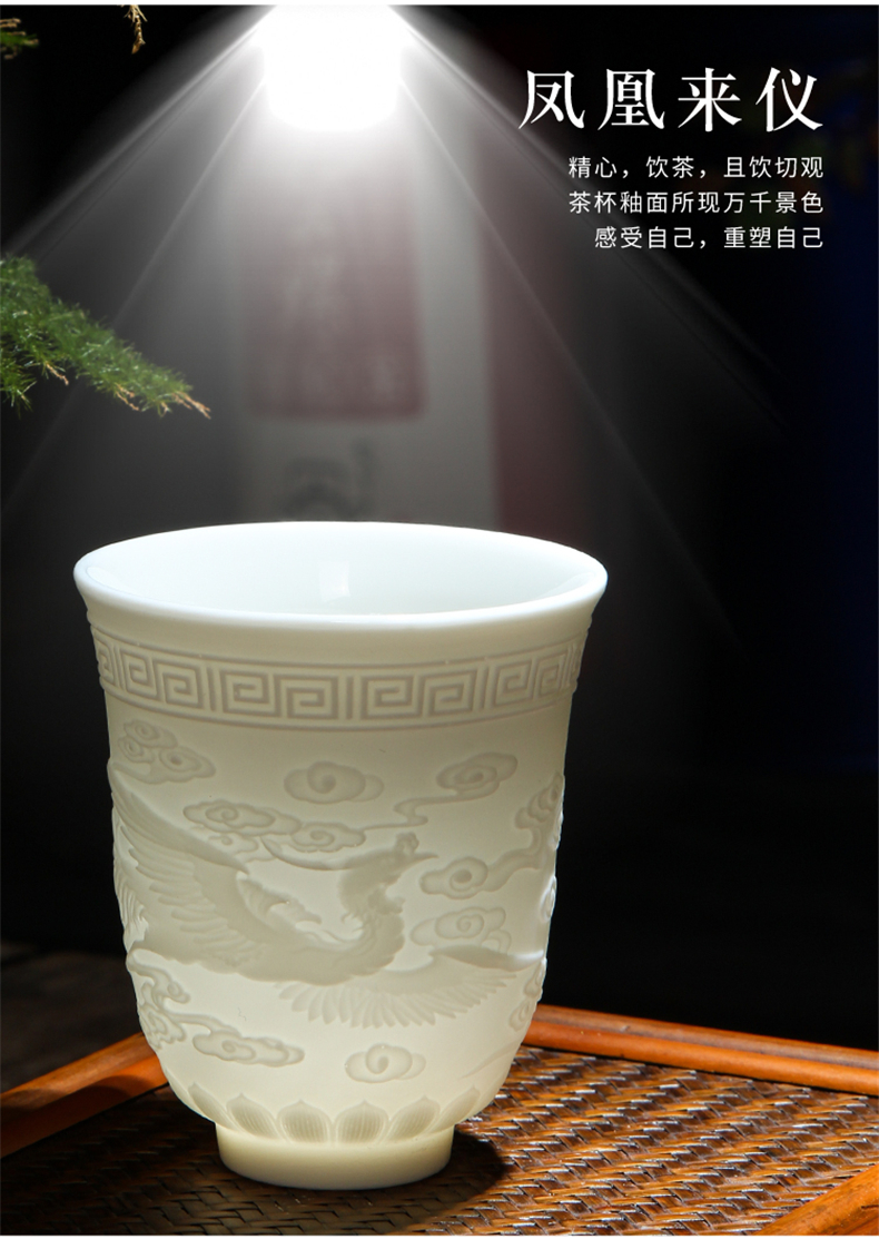 Dehua suet jade porcelain cup warm hand home big ceramic cups water cup tea cup with white glaze porcelain cup tea cup