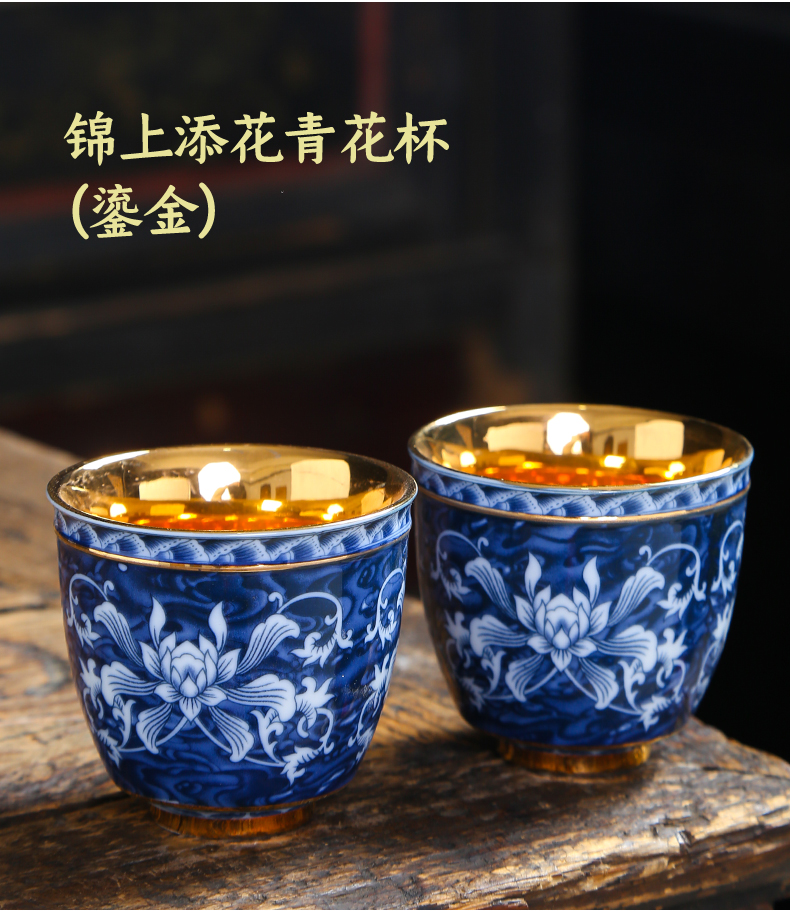 Colored enamel porcelain cups kung fu tea set home master cup single cup large thin foetus noggin pu - erh tea sample tea cup