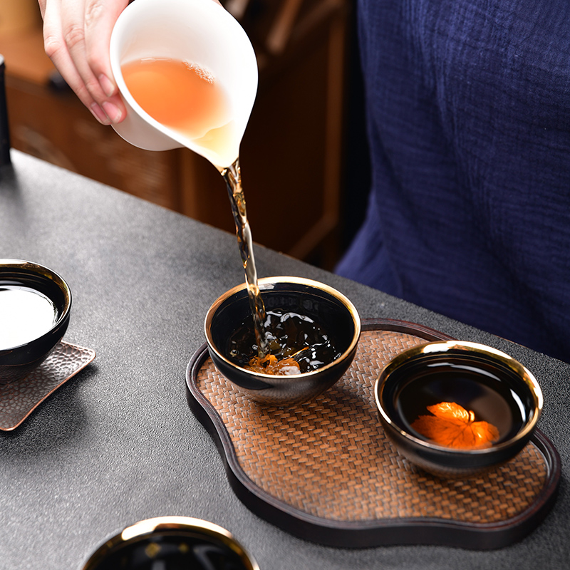 Up with ceramic cups from the oil - lamp can master cup built single cup tea sample tea cup household temmoku glaze small bowl