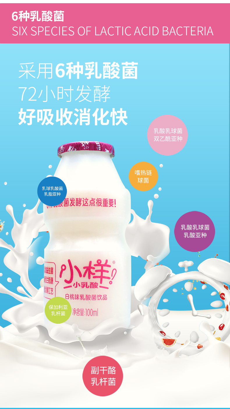 小样白桃味乳酸菌乳酸菌饮料100ml*20瓶