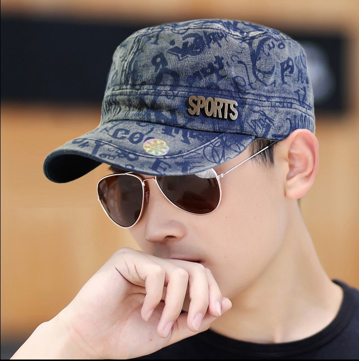  Spring Autumn Style Flat Top Hat Man Summer Sun Hat Outdoor Sun Protection Hat Han Edition Baseball Cap Travel Hat