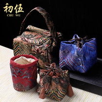 Chuwu cotton linen tea master cup teapot small teacup bag tea set storage bag cloth bag Japanese travel portable accessories