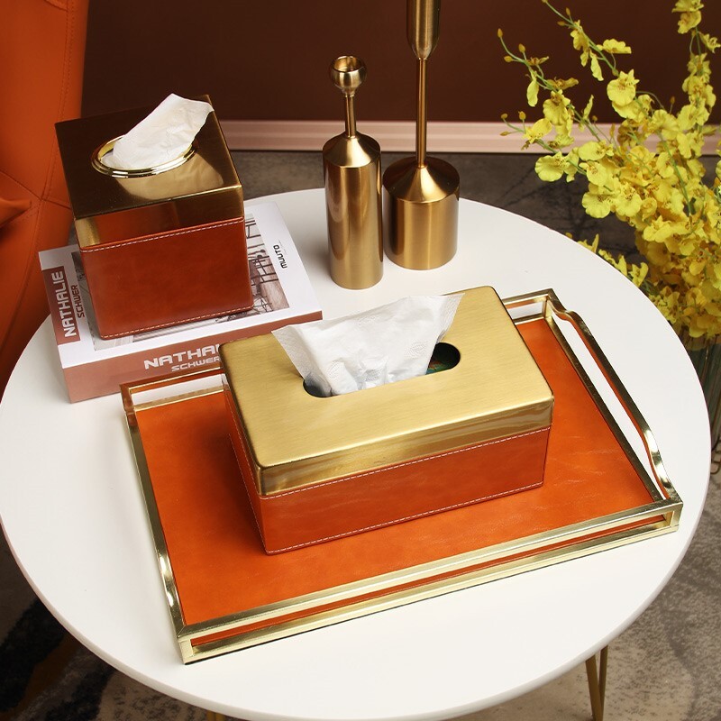 Nordic Creative Orange Light Lavish Tissue Box Living Room Tea Table Remote Control Multifunction Containing Box Home Draw 1113m