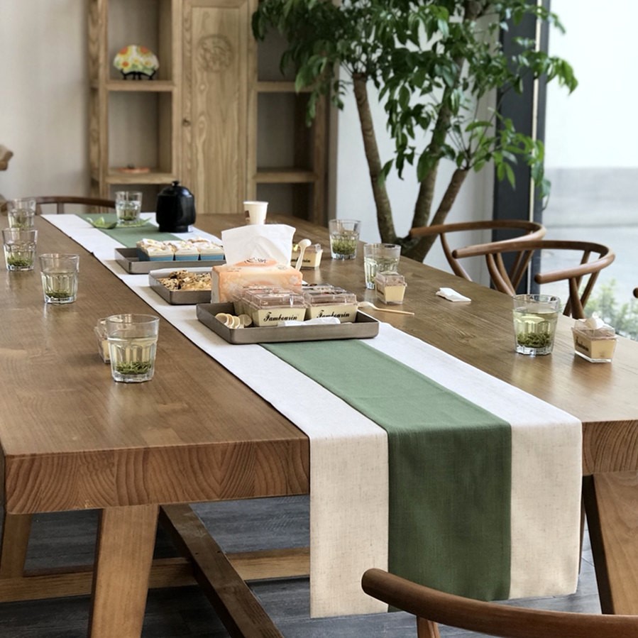 Green new Chinese Zen table flag tea table tea flag tea tablecloth cushion tea art simple Japanese-style tea table decoration 1108p