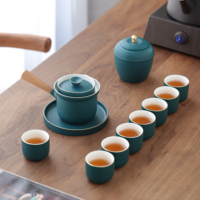 Ceramic Kung Fu Tea Set Group Home Living Room Office guests Guest Tea Upscale Courtesy Kit Cover Bowl Teapot Tea Cup