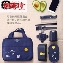 Heating lunch box to work with tableware Primary School students insulation lunch box plastic lunch box separation cute cartoon