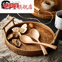 Rattan fruit plate woven bread basket Japanese fruit basket living room household plate European high-grade breakfast fruit basket
