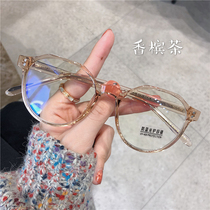 Anti-blue light glasses female makeup ultra-light TR irregular large frame net red glasses frame can be equipped with a degree Korean version of the trendy men