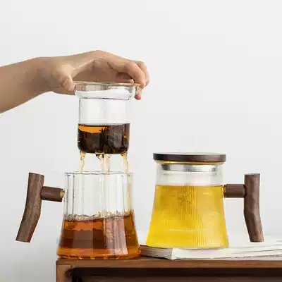 High-end tea water separation Cup office personal teacup Japanese style with lid tea ceremony glass