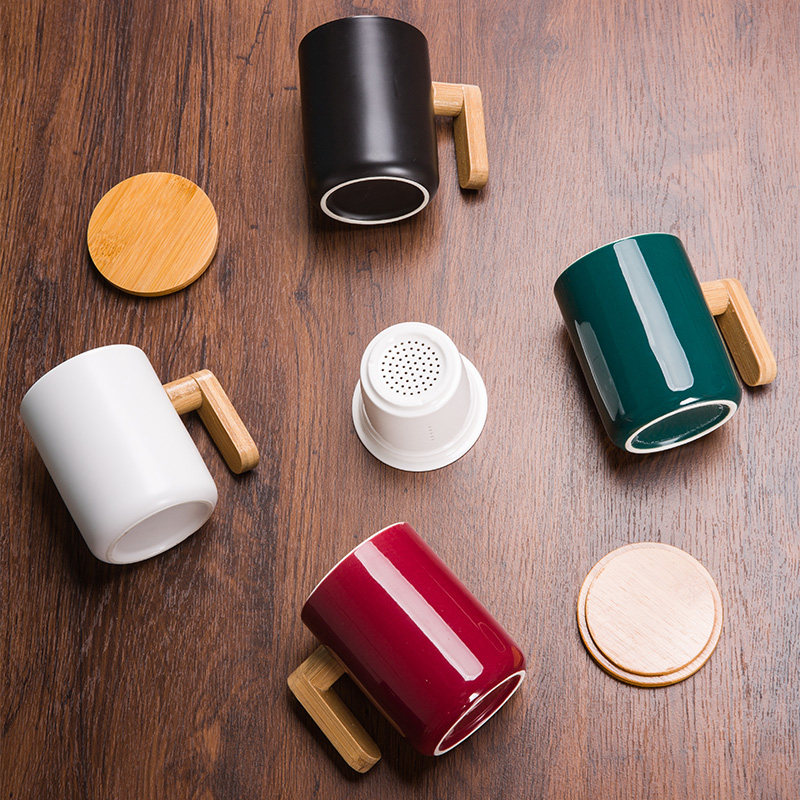 Tea water separation cup with lid office tea cup minimalist ceramic mug creative water glass mark cup custom LOGO