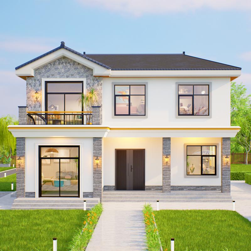 Modern Style Two-Story Villa Design Drawings, New Rural Self-Built House Design Drawings, Simple Floor Plan Construction Drawings