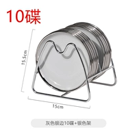 Блюдо серое с серебряной кромкой-10 шт+серебряная подставка.