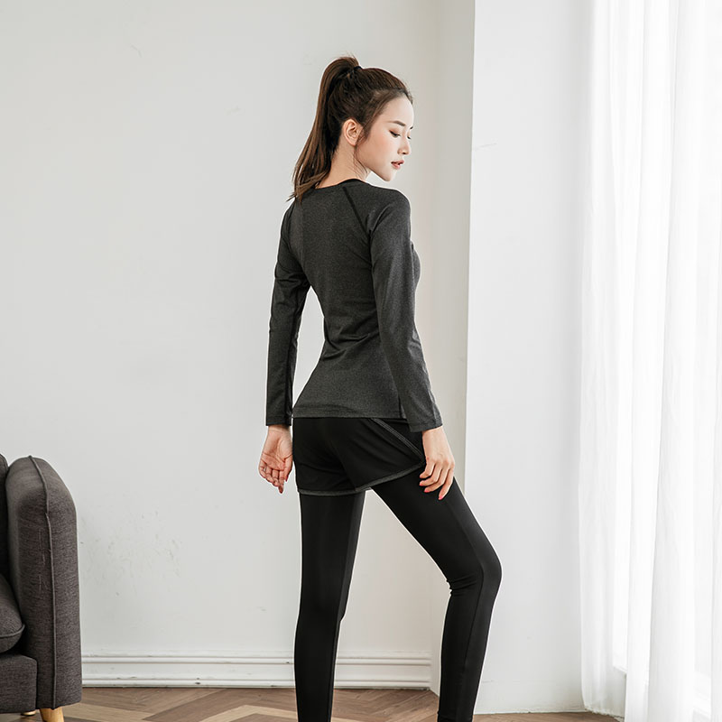 Autumn-winter new yoga uniform speed dry long sleeve blouses women's gym professional sports majoring in running to the beginner woman