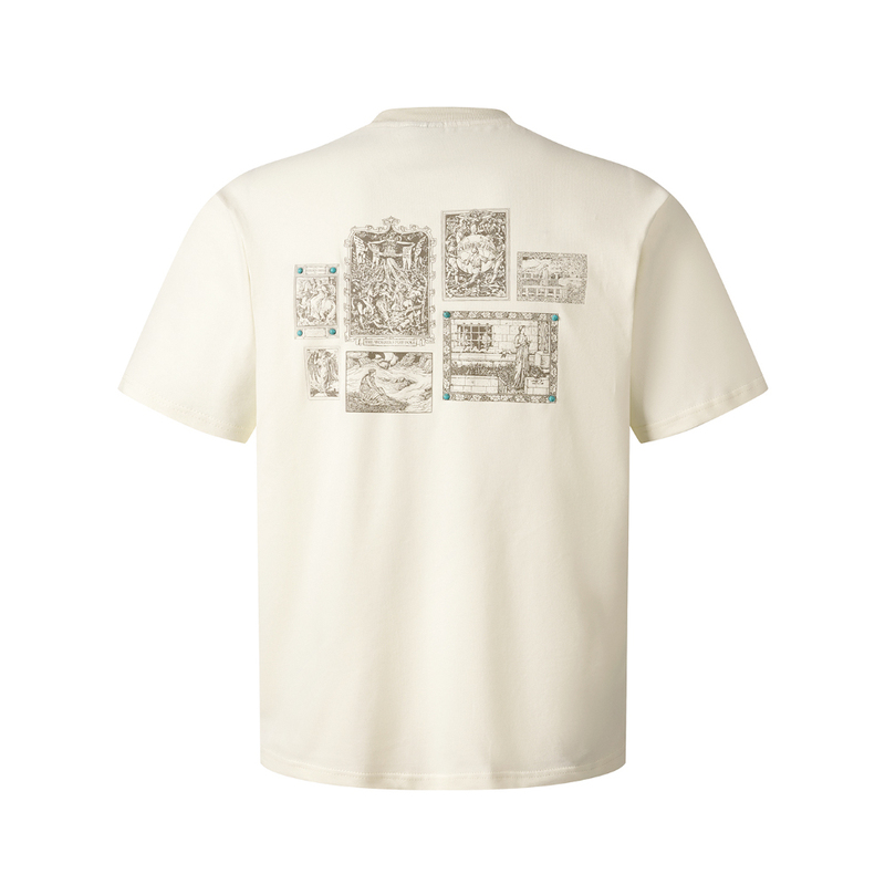 [Domestic Stock] Wehoney Three-Dimensional Turquoise Frame Print New Light Luxury Summer Trendy Short-Sleeve Couple T-Shirt