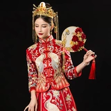 Свадебная церемония невесты из букета китайского древнего бриза фанаты Xiuhe Service Fanmade Fan Diy Material Satch