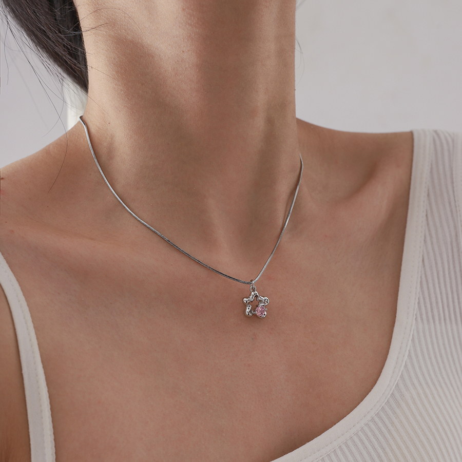 Casual Simple Style Star Zircon Alloy Titanium Steel Wholesale Pendant Necklace display picture 13