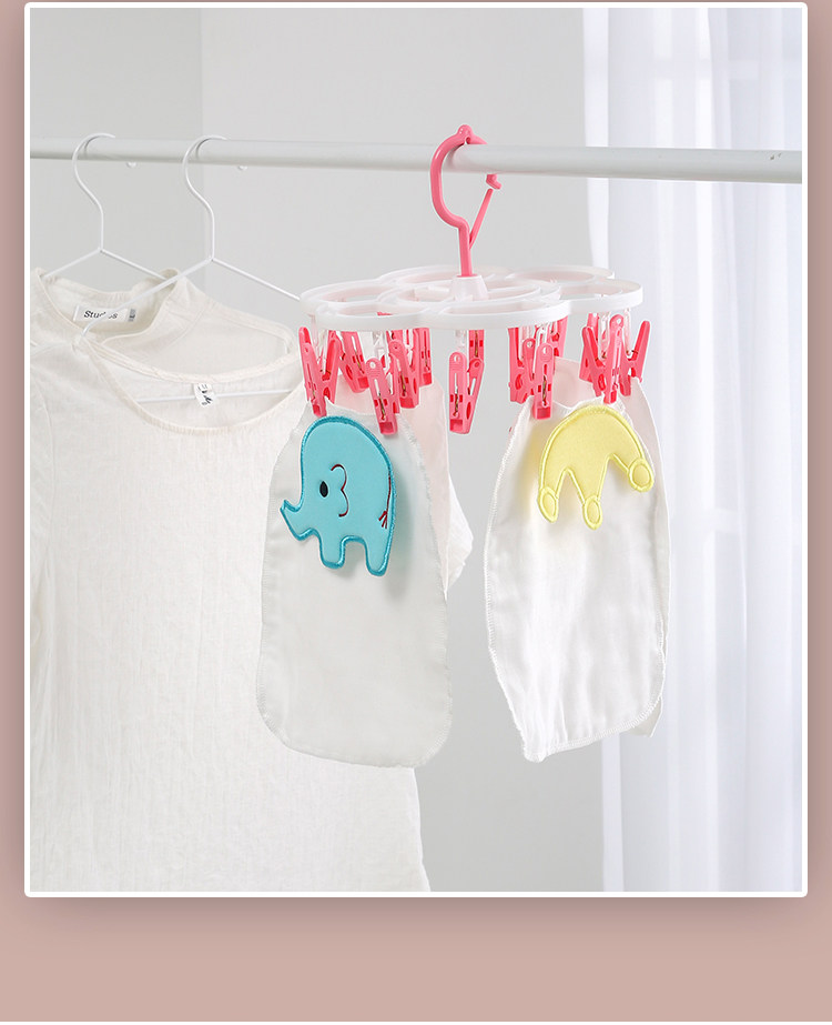 Клипса стойки 加厚圆形16夹防风晾衣架阳台宿舍防滑多夹子晒架袜子内衣晾晒夹