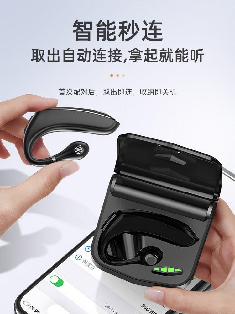 Bone Conduction Bluetooth Headset, Single Ear, Non-In-Ear, Over-Ear Style, Long Battery Life, Suitable for Car Use, Business Use, Sony Compatible