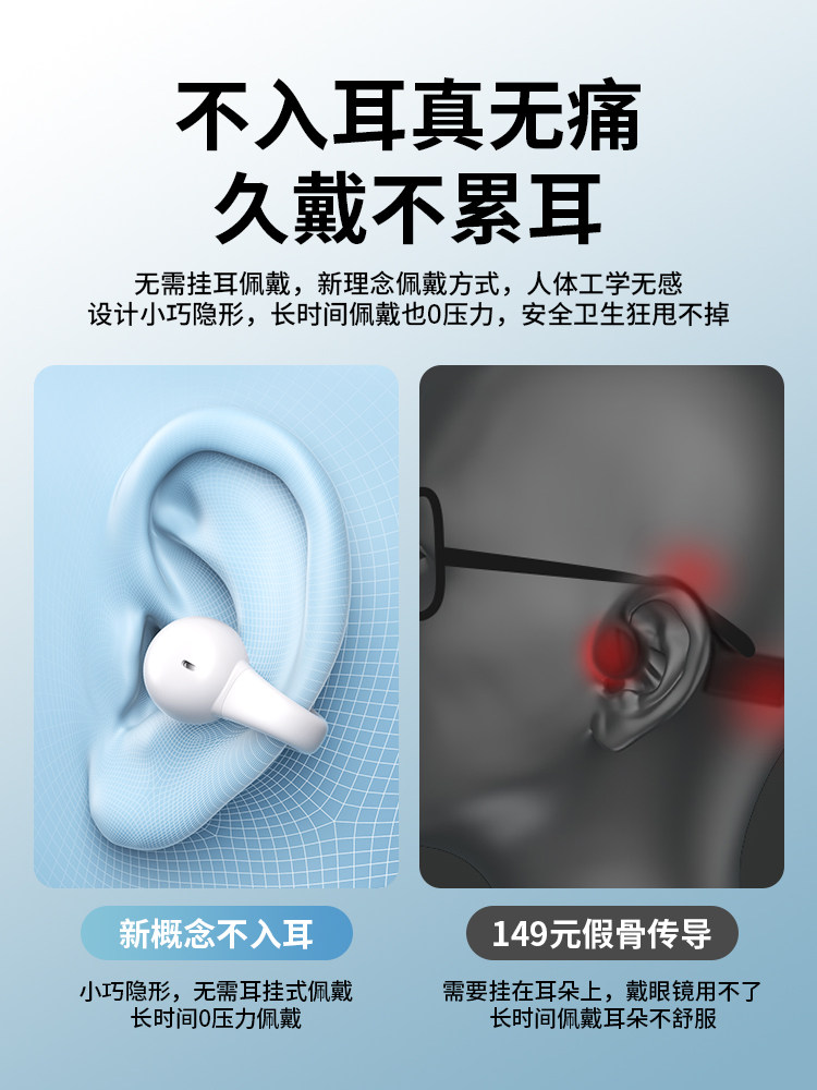 Officially Compatible Apple Bone Conduction Bluetooth Earphones, Wireless Clip-On Ear-Hook Sports Earphones, Non-In-Ear, 2024 New Model