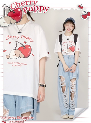 Оригинальная хлопковая милая футболка для влюбленных для школьников с круглым воротником, свободный крой