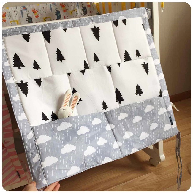 2019 Baby bed side baby bed head storage bag Cotton animal shape bed hanging bag