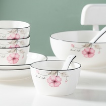  Creative ceramic national color Tianxiang bowl set household 4 people creative simple Chinese dishes dishes chopsticks and tableware combination
