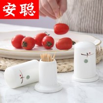 Household high bone china toothpick tube Ceramic Japanese toothpick tube Hotel creative toothpick box storage fruit sign cup toothpick jar