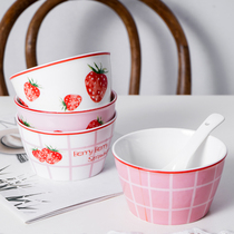 Plate dishes set Rice Bowl home cute creative personality student ceramic cutlery Net red ins Bowl single