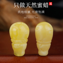 Natural Beeswax three-way one-piece Buddha head set Chanterelle yellow hand string bracelet 108 Buddha beads Amber Star Moon diy accessories