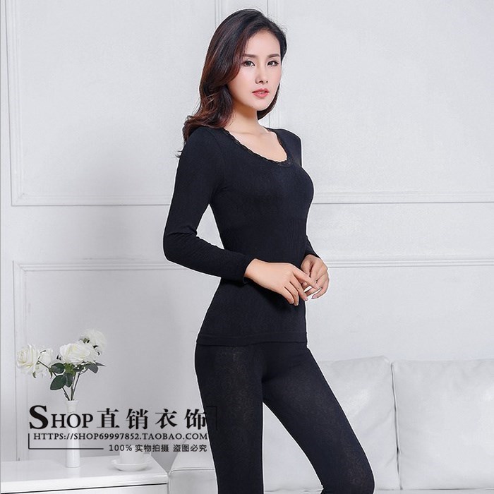 . Thu thoải mái womens quần áo lót ấm quần mùa thu thiết phụ nữ trung niên dài tay áo mẹ đáy mỏng.