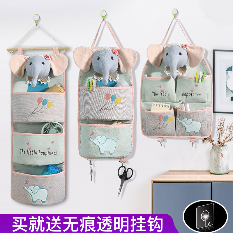 Hanging Bag Cartoon Cashier Bag hanging wall Wall Phone Debris Headroom headroom Small cloth bag door rear hanging storage bag