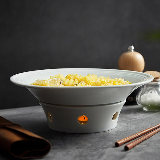 Plate, high-end artistic conception dish, fish plate, household stove plate set, ceramic round abalone health soup plate, solid alcohol stove