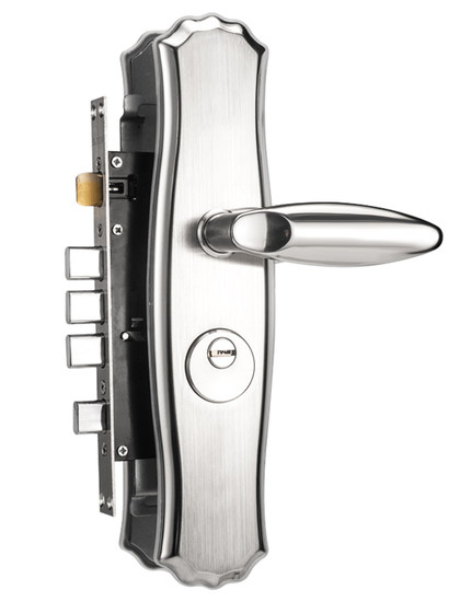 不锈钢入户门防盗门锁家用通用型老式大门锁具套装面板把手铁门