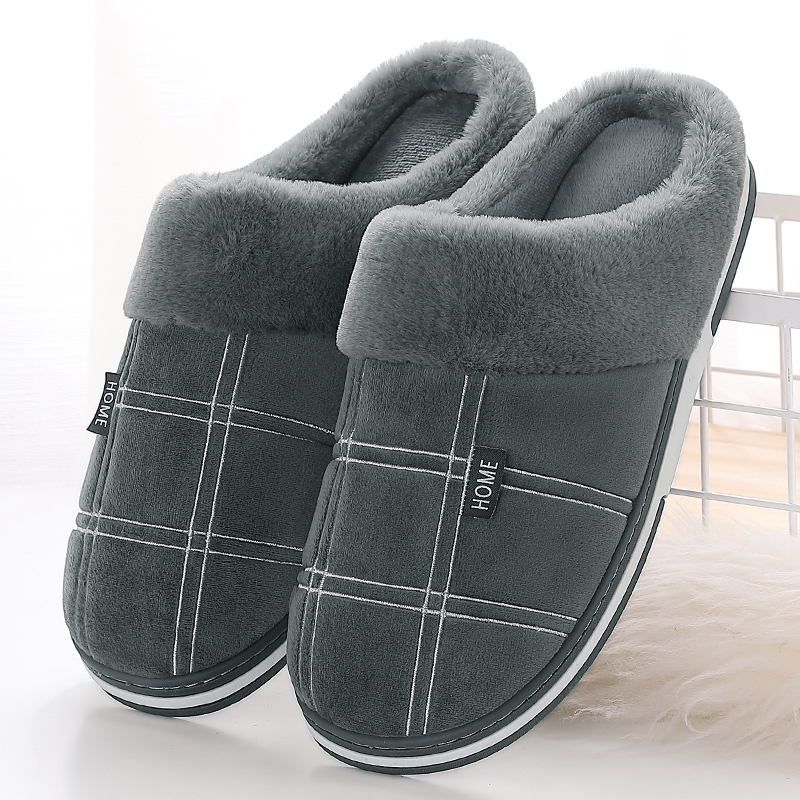 cotton slippers men's winter large size thick bottom bag heel room warm and suede domestic anti-slip lovers cotton shoes men winter