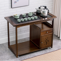 Tea table mobile tea car solid wood living room tea table tea cabinet rack home tea table Wujin Stone tea tray