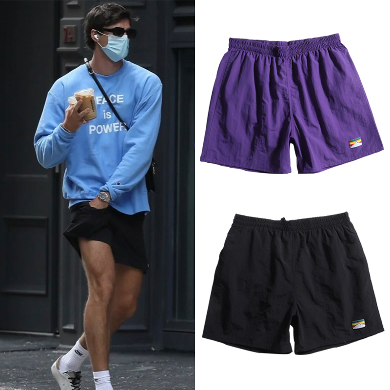 American-Style Sports Casual Quarter-Length Shorts for Men, Same Style as Yang Yuning, Summer Quick-Dry Loose Japanese-Style Beach Nylon Shorts