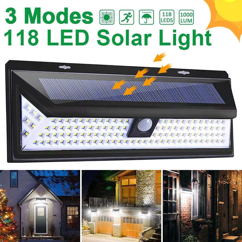 Amazon's Popular Outdoor Lighting 118Led Solar Wall Light Garden Courtyard Light Human Body Sensor Solar Light