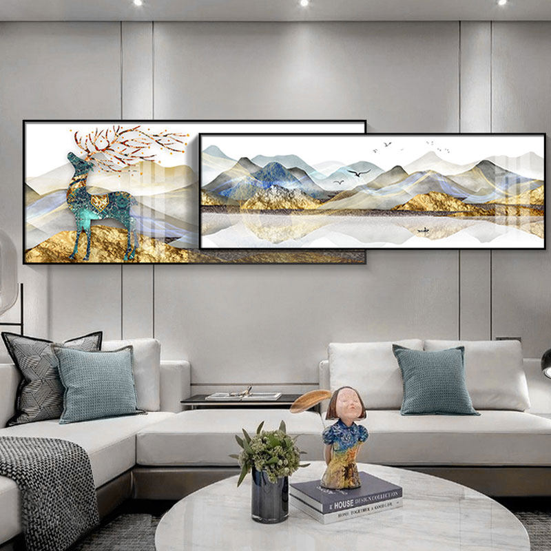Living room decoration painting atmospheric light luxury sofa background wall painting modern minimalist superimposed painting high-end high-end wall painting