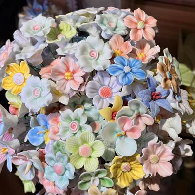 Ceramic flowers, Jingdezhen ceramic handcrafted artificial flower vases, living room flower bouquets, decorative ornaments