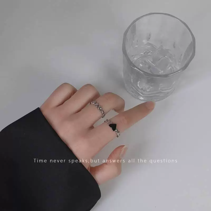 Brand set, black adjustable ring, jewelry