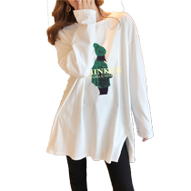 2024 New Maternity Autumn Tops Pure Cotton Mid-Length Loose Large Size Long-Sleeved T-Shirt Fashion Bottoming Shirt Trendy