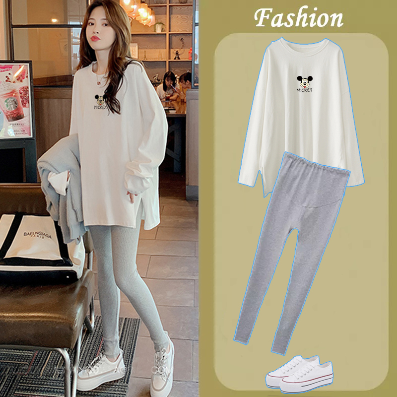 Pregnant Woman Spring Clothing Suit Fashion style Loose Casual Two Sets Pure Cotton Pregnant pregnant women's blouses Totbelly Pants Pants Fall-Taobao